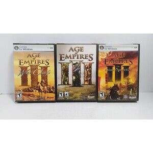 MICROSOFT GAME STUDIOS AGE OF EMPIRES III PC GAME LOT W 2 EXPANSION PACKS & KEYS